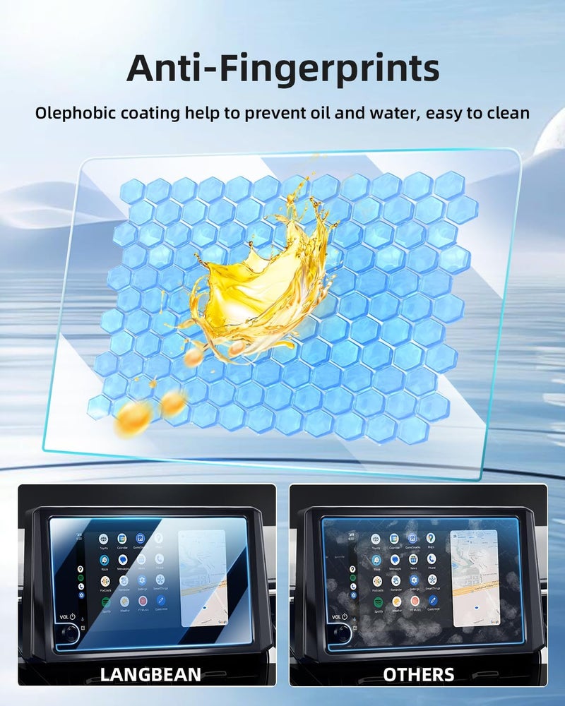 LANGBEAN 2 PC Screen Protector Compatible With 2023 2024 Toyota Corolla/Corolla Cross /RAV4 LE XLE, 8 Inch HD Clear Navigation Display Tempered Glass for Corolla Accessories - Image 3